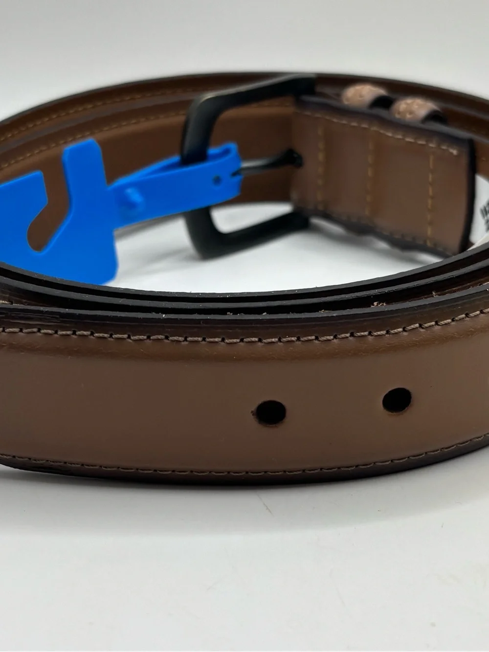 New Columbia Men's Tan Beige Light Brown Leather Belt Size 48 Stitching XXL